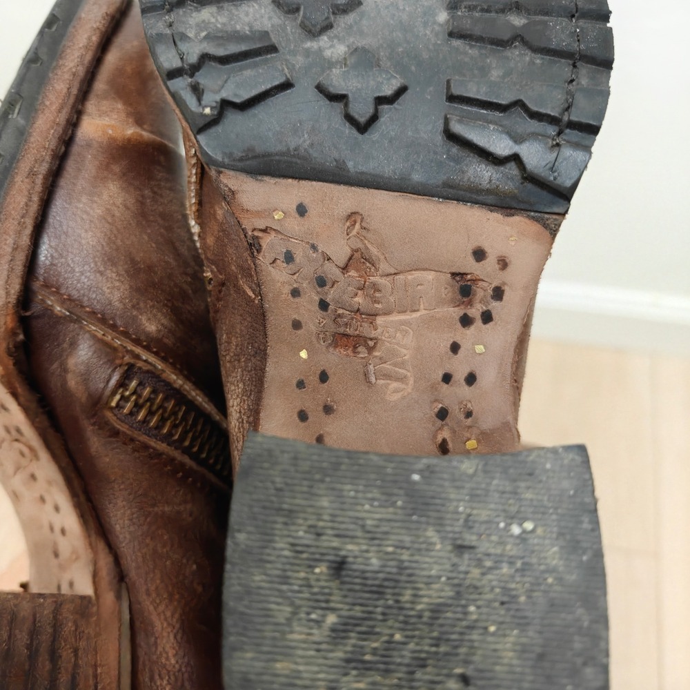 Freebird Cora Womens Boots 8 Brown Distressed Leather Strappy Buckle Moto - Picture 11 of 12